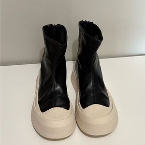 Stylish Black and Cream Ankle Boots